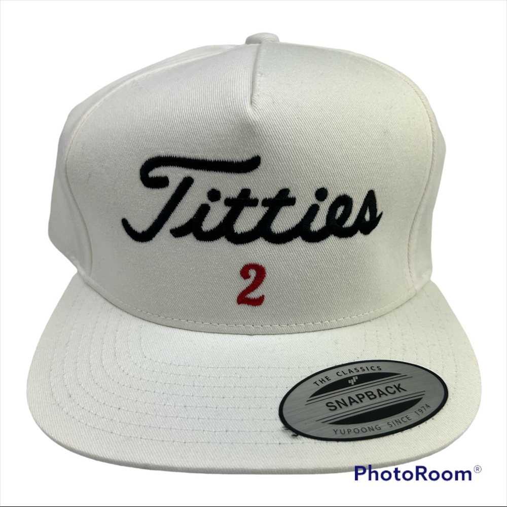 TITTIES Snap Back Golf Cap Hat White